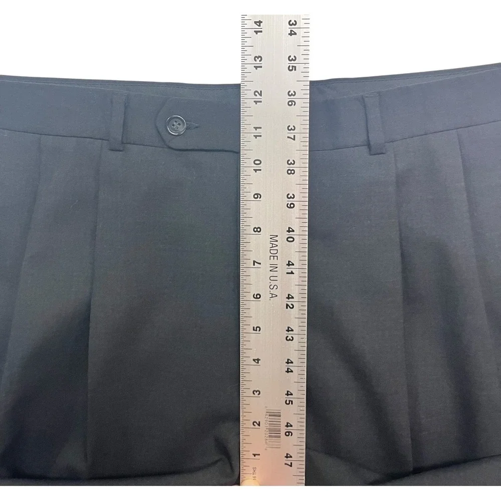 Brooks Brothers 34x33 Black Dress Suit Pants Brooksease Pleated Wool High Waist
